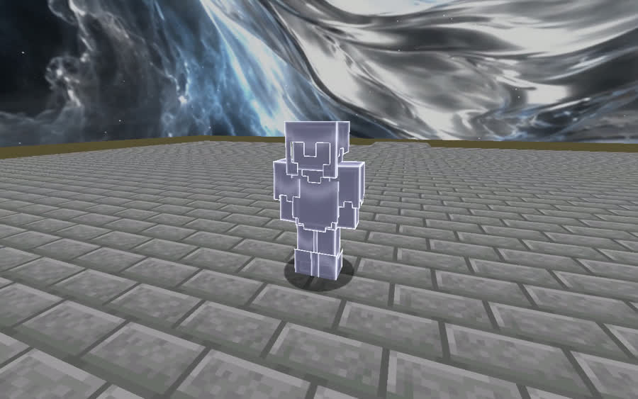 Player wearing glass armour